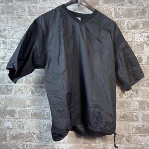 Vintage Triple Play Mens XL Black Nylon Pullover Windbreaker Jersey Style Shirt